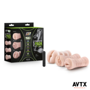 Blush 3 Pack Self Lubricating Vibrating Stroker